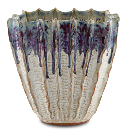 Currey and Company - 1200-0366 - Vase - Sea - White with Blue and Purple Drip