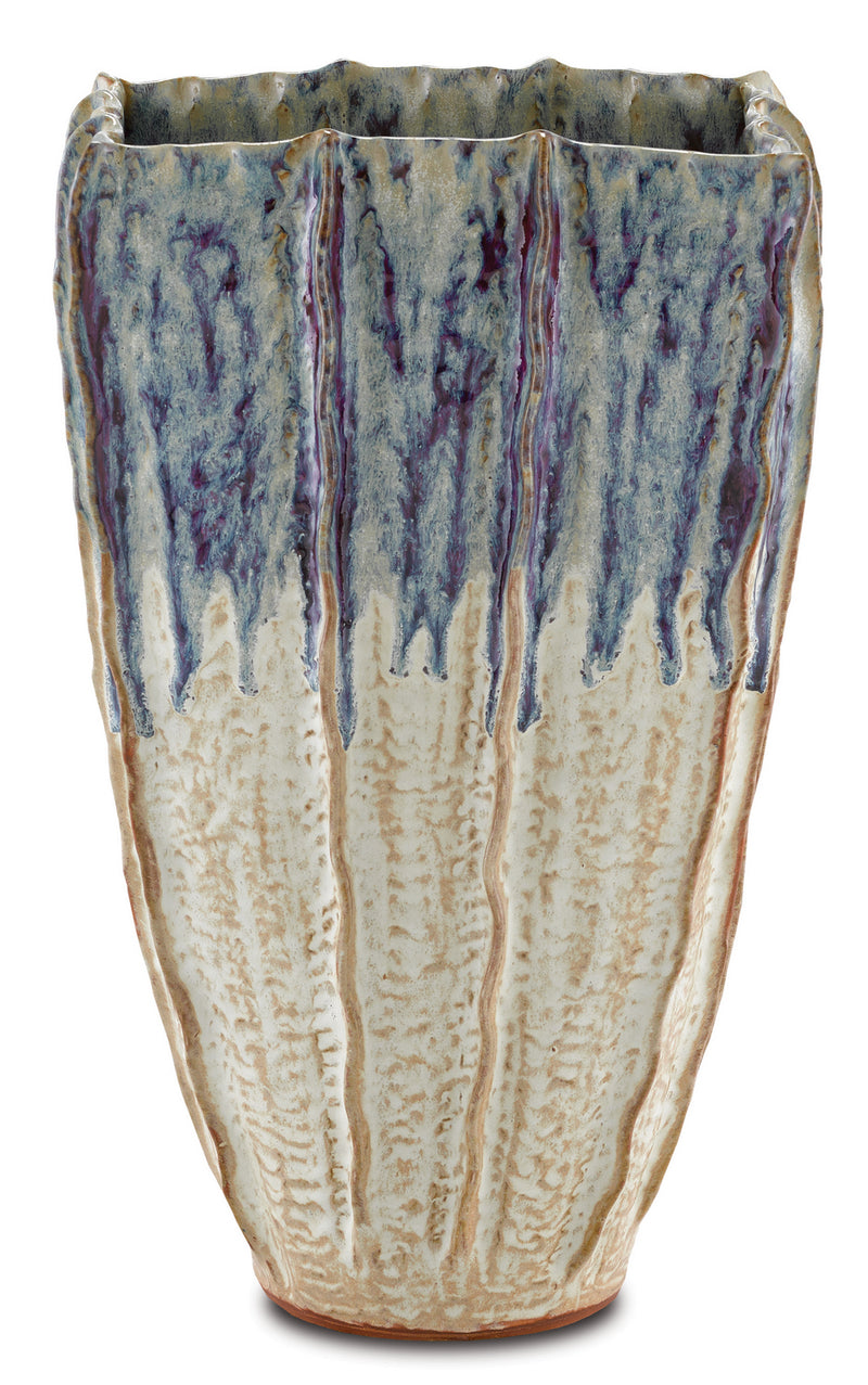 Currey and Company - 1200-0367 - Vase - Sea - White with Blue and Purple Drip