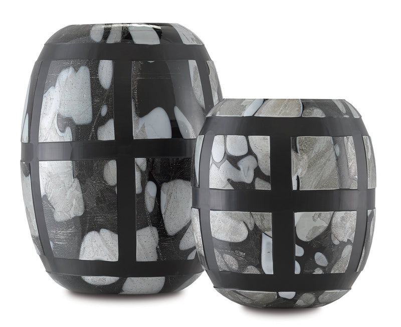 Currey and Company - 1200-0377 - Vases Set of 2 - Schiappa - Black/Multi Spotted/Handcut