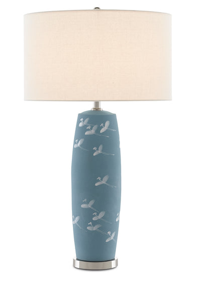 Currey and Company - 6000-0594 - One Light Table Lamp - Sylph - Pastel Blue/White/Polished Nickel