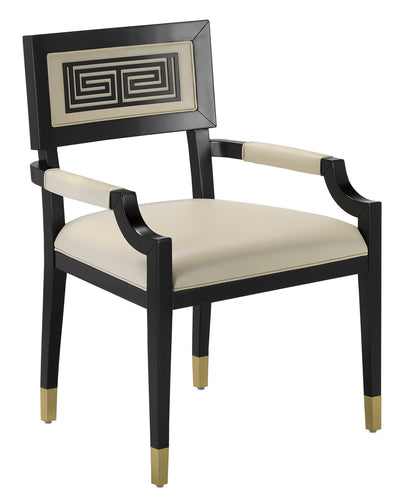 Currey and Company - 7000-0322 - Chair - Barry Goralnick - Caviar Black/Brushed Brass/Milk