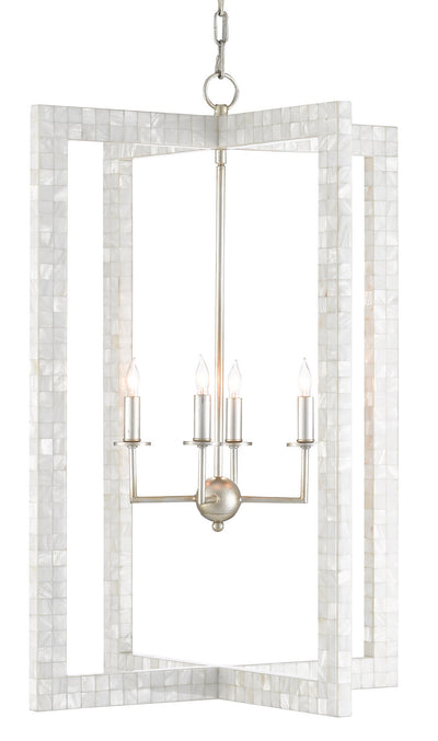 Currey and Company - 9000-0575 - Four Light Chandelier - Arietta - Mother of Pearl/Contemporary Silver Leaf