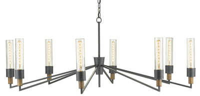 Currey and Company - 9000-0607 - Eight Light Chandelier - Delgado - Antique Black/Reclaimed Wood
