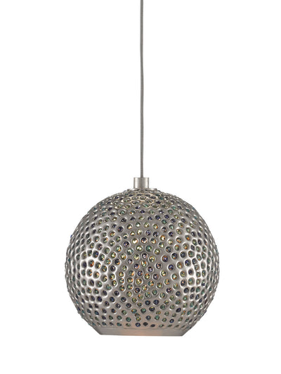 Currey and Company - 9000-0681 - One Light Pendant - Giro - Painted Silver/Nickel/Blue