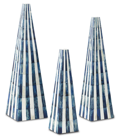Currey and Company - 1200-0197 - Obelisk Set - Ossian - White/Blue