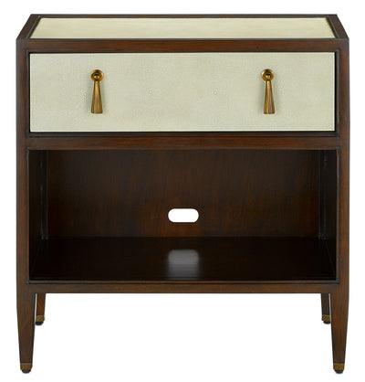 Currey and Company - 3000-0156 - Nightstand - Evie - Ivory/Dark Walnut/Brass