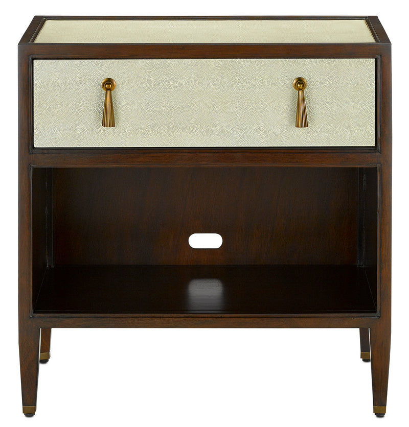 Currey and Company - 3000-0156 - Nightstand - Evie - Ivory/Dark Walnut/Brass