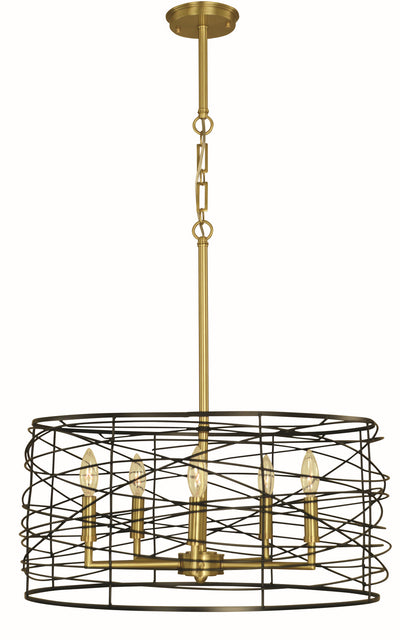 Framburg - 5615 BR/MBLACK - Five Light Chandelier - Boca - Brushed Brass and Matte Black