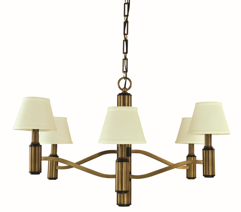 Framburg - 5636 AB/MBLACK - Six Light Chandelier - Hampton - Antique Brass and Matte Black