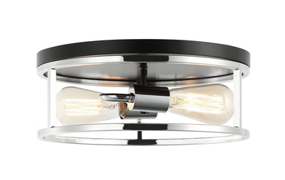 Matteo Lighting - M15502BKCH - Two Light Flush Mount - Clarke - Black / Chrome