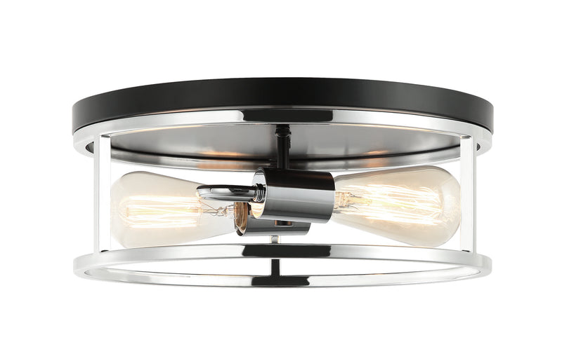 Matteo Lighting - M15502BKCH - Two Light Flush Mount - Clarke - Black / Chrome