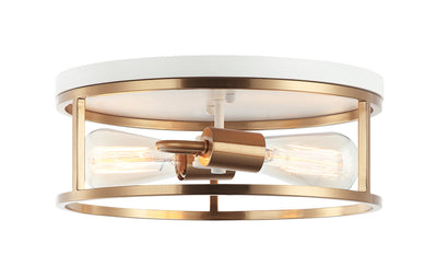 Matteo Lighting - M15502WHAG - Two Light Flush Mount - Clarke - White / Aged Gold Brass