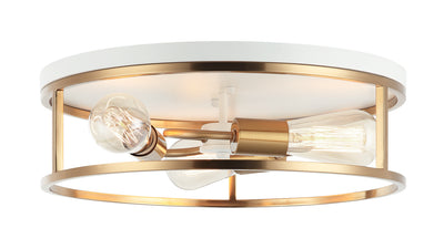 Matteo Lighting - M15503WHAG - Three Light Flush Mount - Clarke - White / Aged Gold Brass