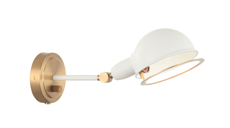 Matteo Lighting - S00711AGWH - One Light Wall Sconce - Blare - Aged Gold Brass / White
