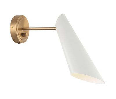 Matteo Lighting - S08011AGWH - One Light Wall Sconce - Butera - Aged Gold Brass / White