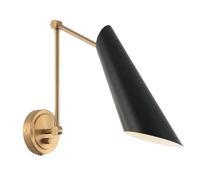 Matteo Lighting - S08021AGBK - One Light Wall Sconce - Butera - Aged Gold Brass / Black