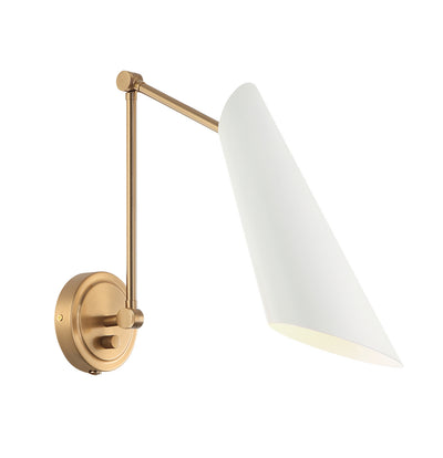 Matteo Lighting - S08021AGWH - One Light Wall Sconce - Butera - Aged Gold Brass / White