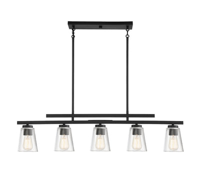 Savoy House - 1-1023-5-89 - Five Light Linear Chandelier - Calhoun - Matte Black