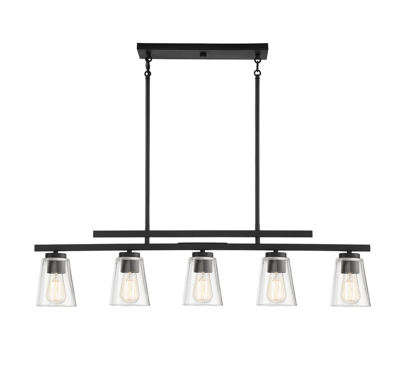 Savoy House - 1-1023-5-89 - Five Light Linear Chandelier - Calhoun - Matte Black