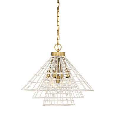 Savoy House - 7-8850-5-142 - Five Light Pendant - Lenox - White with Warm Brass Accents