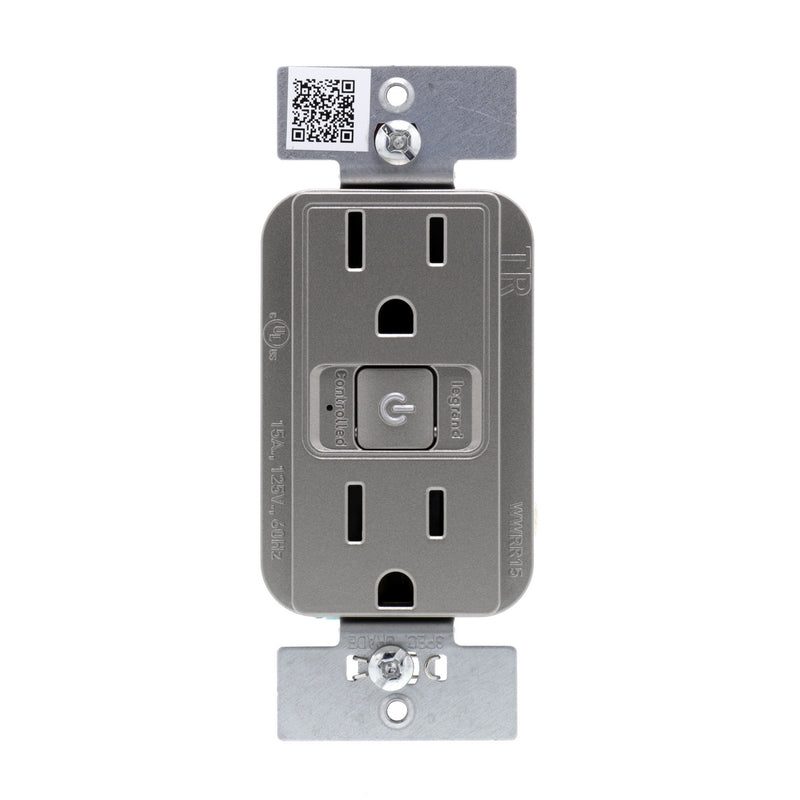 Legrand - WWRR15NICCV2 - Smart Outlet - Wi-Fi Finish - radiant - Nickel