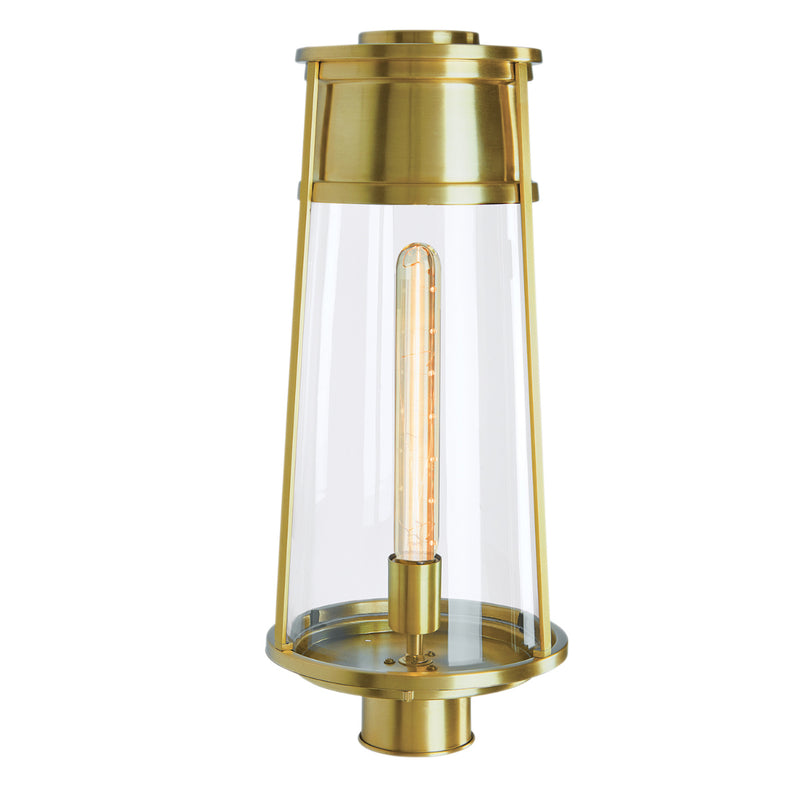Norwell Lighting - 1247-SB-CL - One Light Post Mount - Cone - Satin Brass