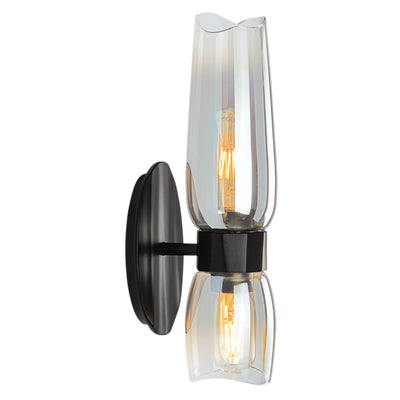 Norwell Lighting - 9760-MB-CLGR - Two Light Wall Sconce - Flame - Matte Black