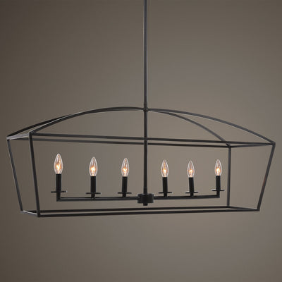 Uttermost - 21348 - Six Light Linear Chandelier - Clayton - Deep Weathered Bronze