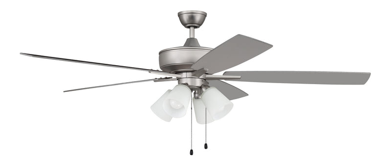 Craftmade - S114BN5-60BNGW - 60``Ceiling Fan - Super Pro 114 White 4 Light Kit - Brushed Satin Nickel