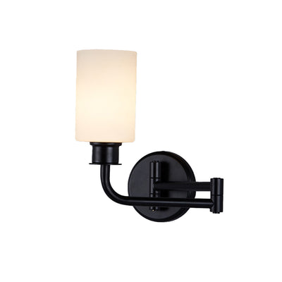 Justice Designs - FSN-4411-OPAL-MBLK - One Light Wall Sconce - Hinge - Matte Black