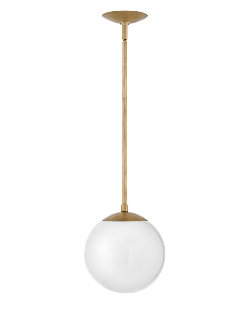 Hinkley - 3747HB-WH - LED Pendant - Warby - Heritage Brass with White glass