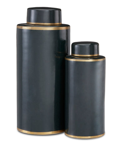 Currey and Company - 1200-0413 - Canister Set of 2 - Dark - Dark Green/Antique Brass