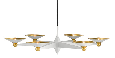 Currey and Company - 9000-0796 - Six Light Chandelier - Moderne - Gesso White/Contemporary Gold Leaf