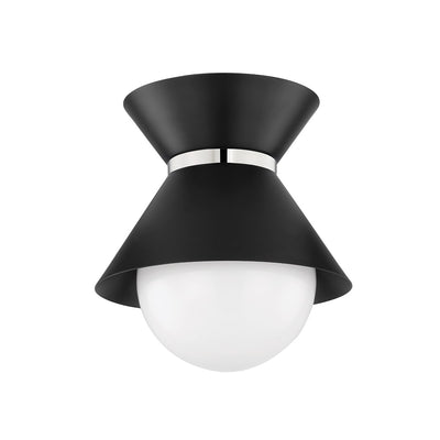 Troy Lighting - C8610-SBK/PN - One Light Flush Mount - Scout - Soft Black/Polished Nickel