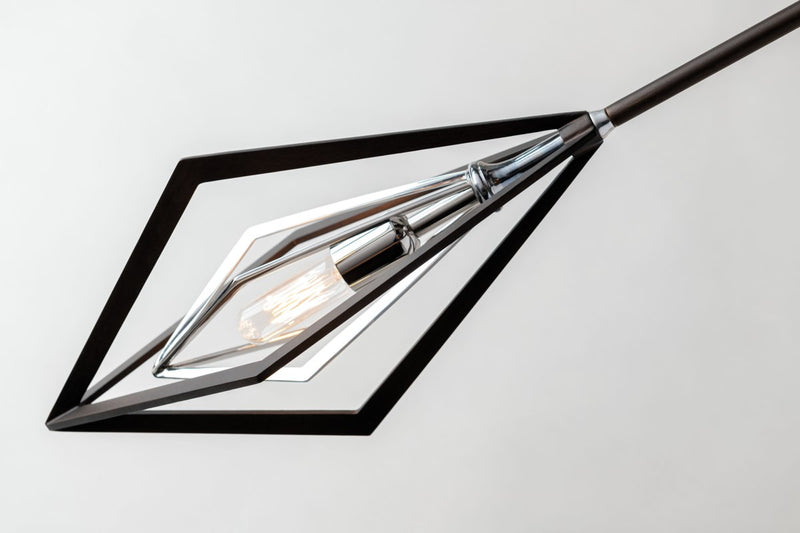 Troy Lighting - F6143 - One Light Pendant - Javelin - Bronze With Polished Stainless