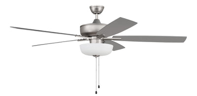 Craftmade - S111BN5-60BNGW - 60``Ceiling Fan - Super Pro 111 White Bowl Light Kit - Brushed Satin Nickel