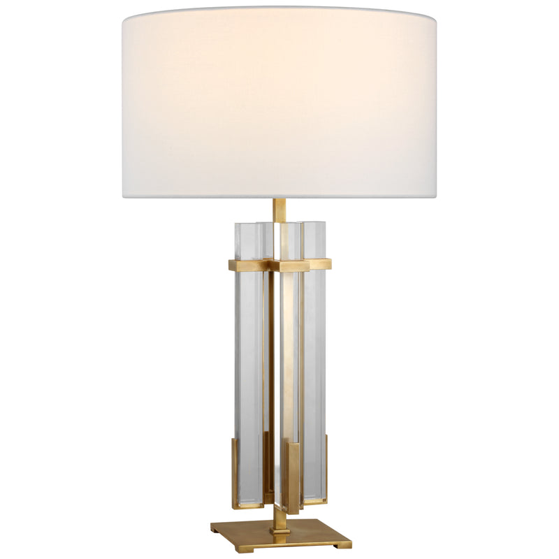 Visual Comfort Signature - S 3910HAB/CG-L - LED Table Lamp - Malik - Hand-Rubbed Antique Brass and Crystal