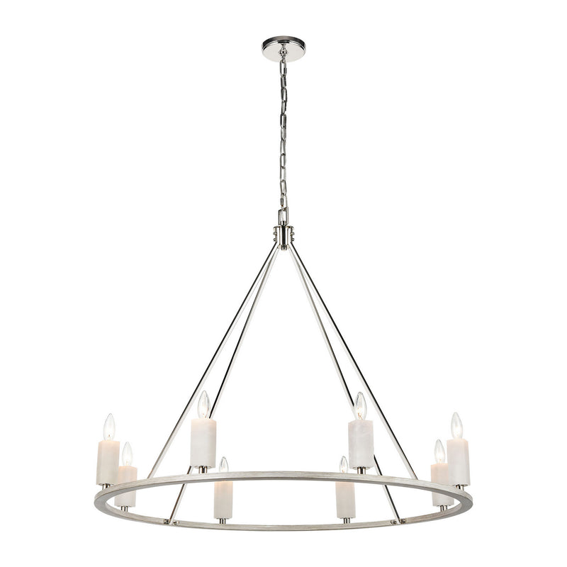 ELK Home - 69349/8 - Eight Light Chandelier - White Stone - Polished Nickel