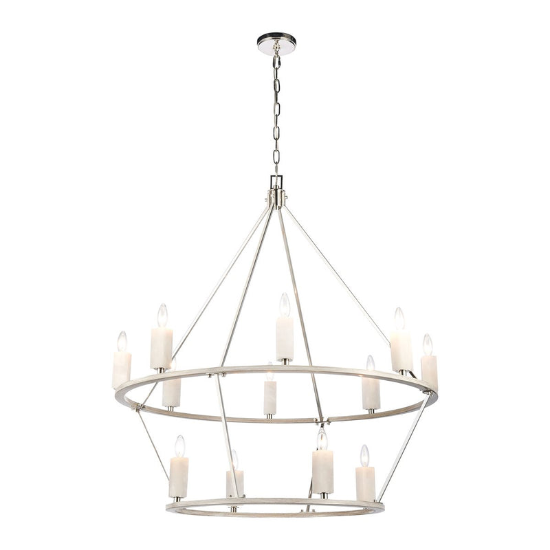 ELK Home - 69450/8+4 - 12 Light Chandelier - White Stone - Polished Nickel