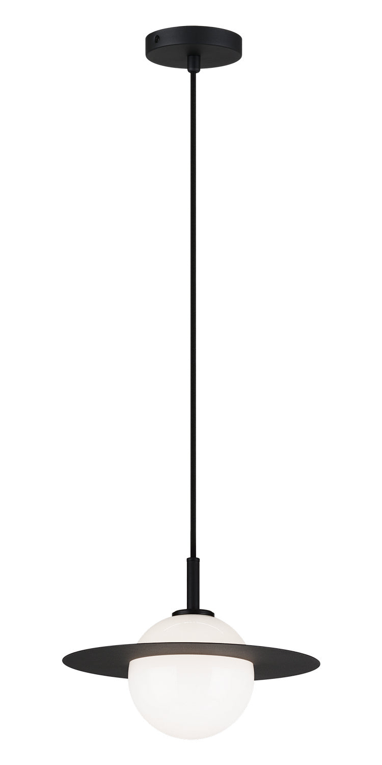 Matteo Lighting - C60401BKOP - One Light Pendant - Saturn - Black / Opal Glass