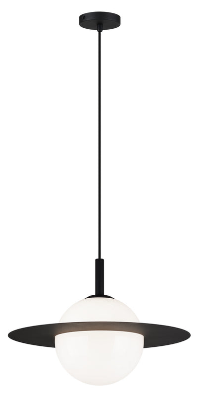 Matteo Lighting - C60411BKOP - One Light Pendant - Saturn - Black / Opal Glass