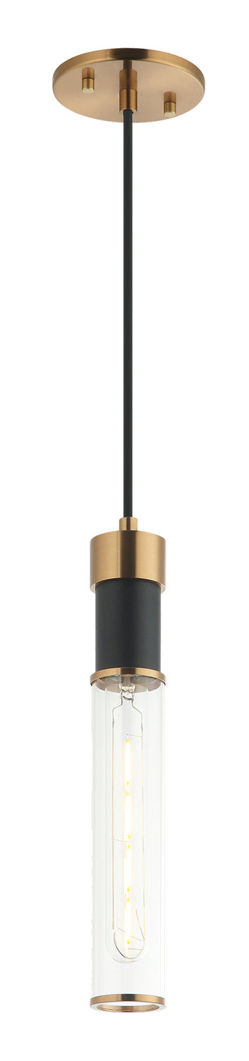 Matteo Lighting - C61201MBAG - One Light Pendant - Tubo - Matte Black / Chrome