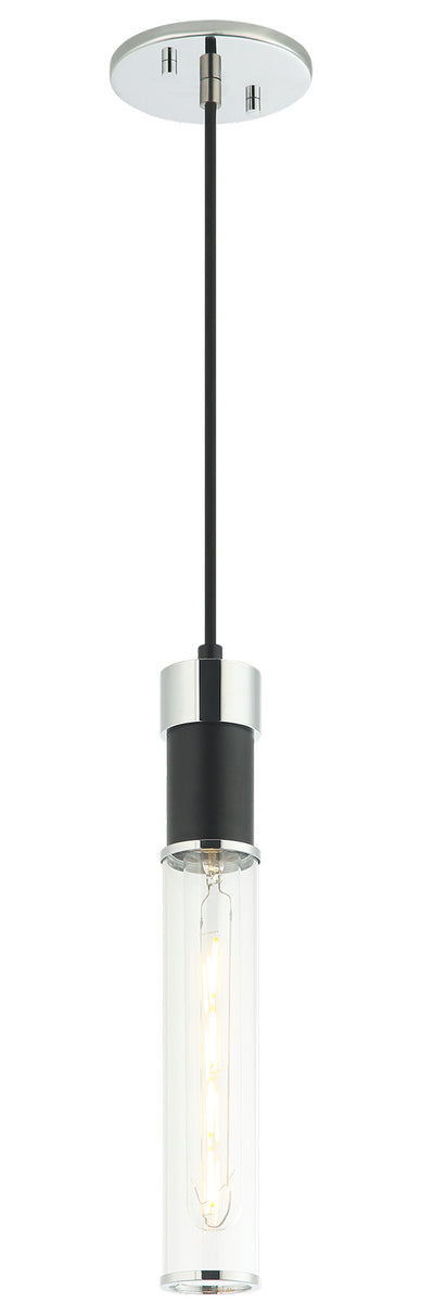 Matteo Lighting - C61201MBCH - One Light Pendant - Tubo - Matte Black / Aged Gold Brass