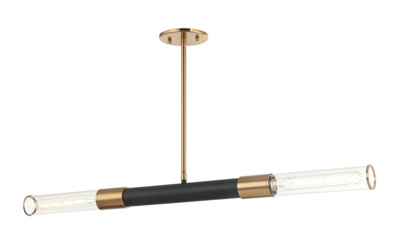 Matteo Lighting - C61202MBAG - Two Light Pendant - Tubo - Matte Black / Aged Gold Brass