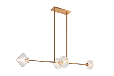 Matteo Lighting - C81744AGCL - Four Light Pendant - Novo - Aged Gold Brass