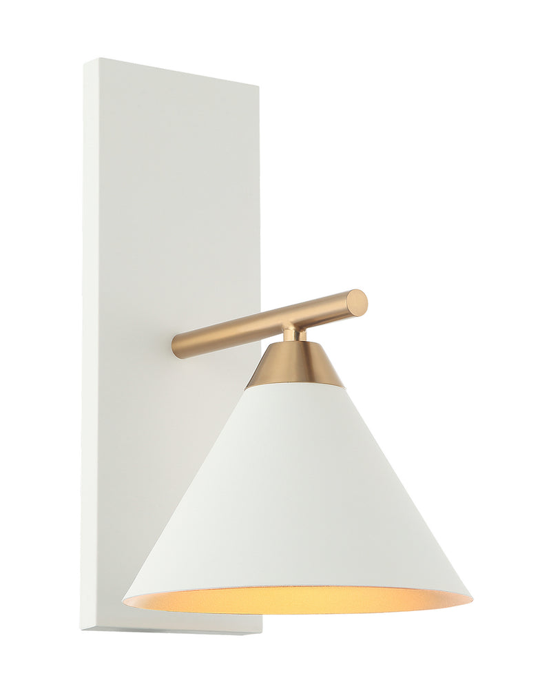 Matteo Lighting - S10601WH - One Light Wall Sconce - Bliss - Aged Gold Brass / White