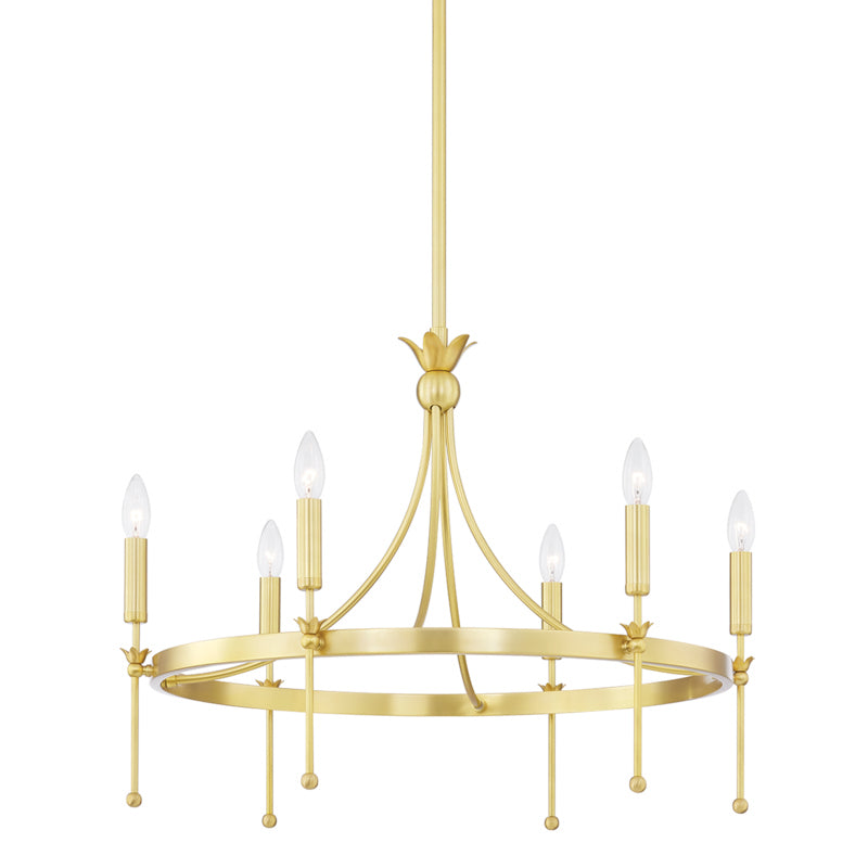 Hudson Valley - 4327-AGB - Six Light Chandelier - Gates - Aged Brass