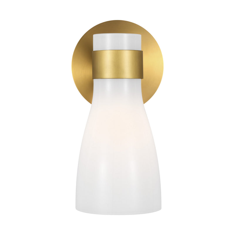 Visual Comfort Studio - AEV1001BBSMG - One Light Wall Sconce - Moritz - Burnished Brass with Milk White Glass