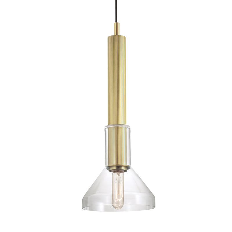 Norwell Lighting - 5386-SB-CL - One Light Pendant - Funnel - Satin Brass