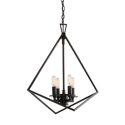 Norwell Lighting - 5388-MB-NG - Four Light Chandelier - Trapezoid - Matte Black